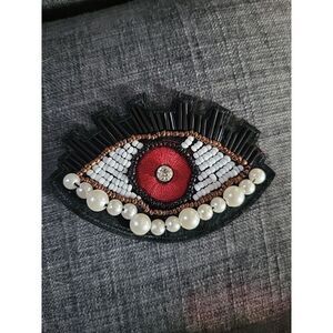 Beaded Rhinestone Eyeball Applique 4"x 2" Sew On